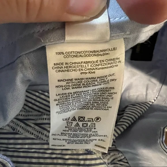 Brooks Brothers 346 Blue & White Seersucker Green Floral Embroidered Shorts 36 - Picture 4 of 4